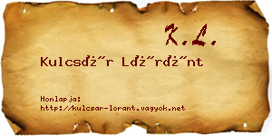 Kulcsár Lóránt névjegykártya